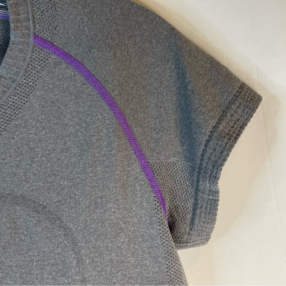 Grey and purple LULULEMON t shirt athletic shirt - Picture 7 of 12